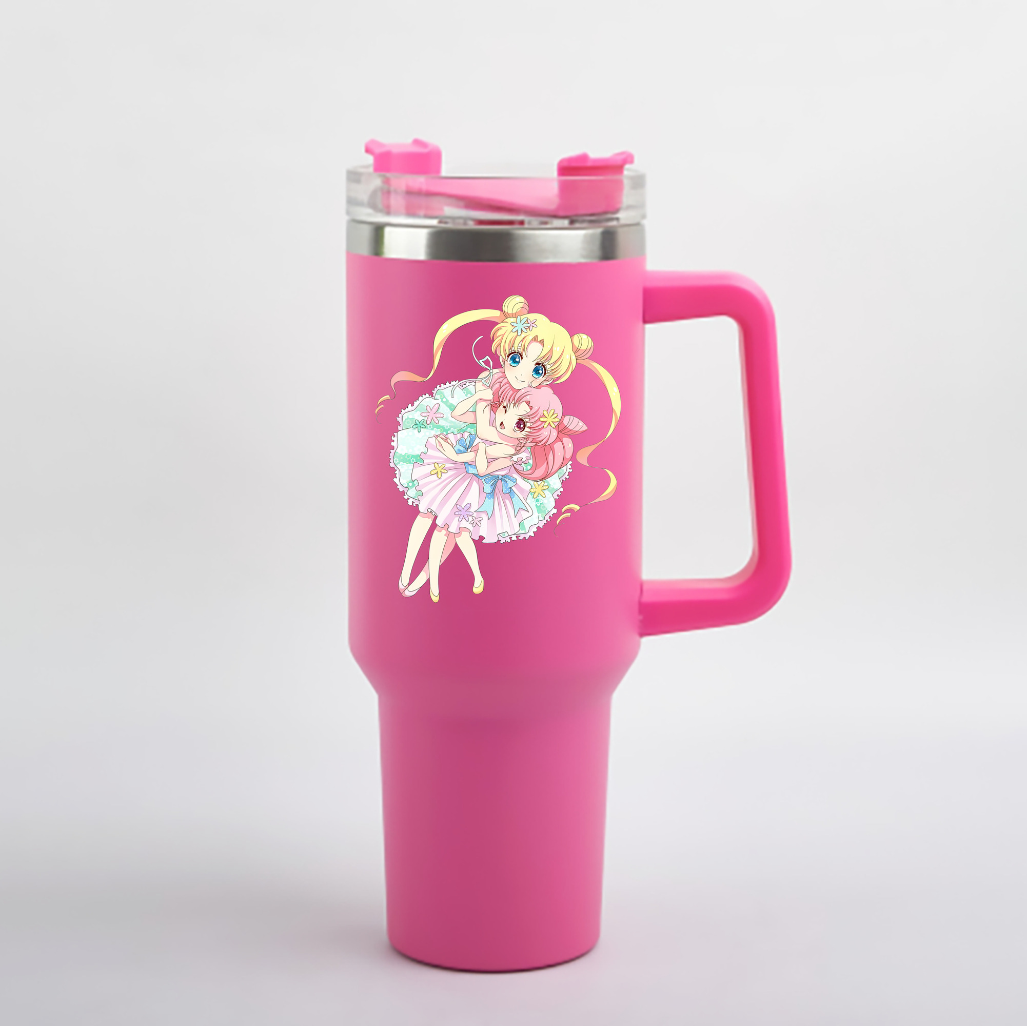 （画像用） 美少女戦士セーラームーン 愛野 美奈子 あいの みなこ Sailor Moon Aino Minako 1200mL車用タンブラー - クリスタルステッカー（プラスチックストロー付き）